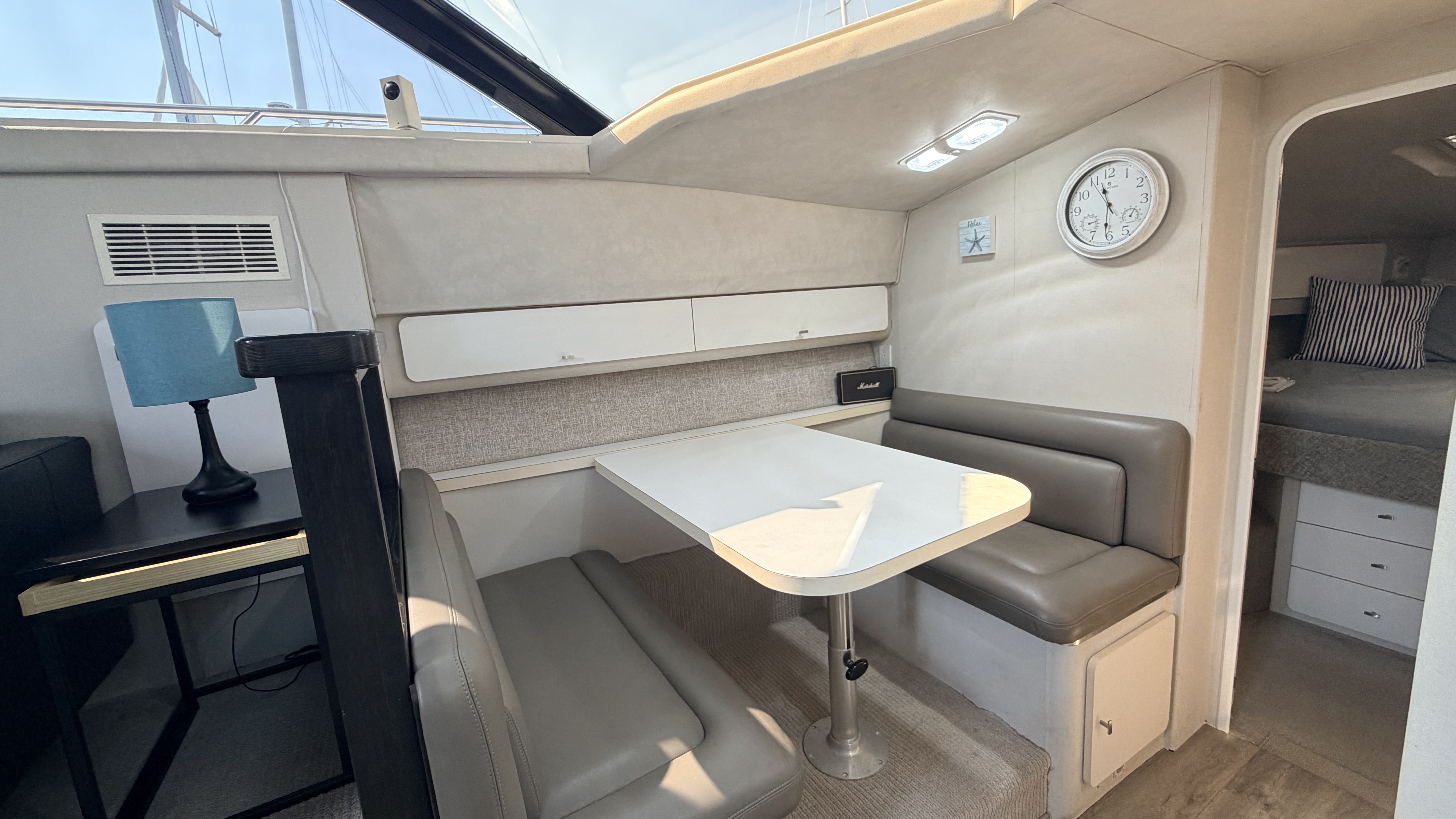 Dining area aboard Double Dutch